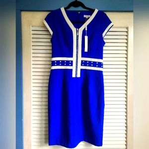 Pierri blue and white dress with silver accents | Size 8